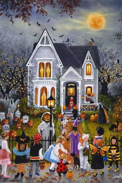 sunsout scary night halloween puzzle 100 piece Halloween Jigsaw Puzzles, Autumn Puzzle, Halloween Puzzles, Scary Night, Free Jigsaw Puzzles, Farmhouse Halloween, Spooky Town, Halloween Artwork, Cottage Art