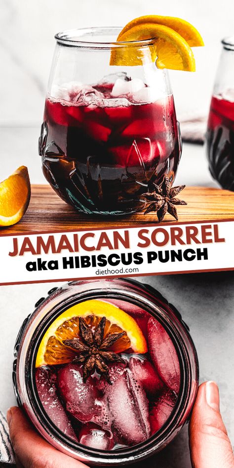 Deliciously tart and bright, this Jamaican Sorrel Drink served on the rocks is a great treat to cool off on hot summer days. Warmly spiced and packed with fruity, floral notes, it's the perfect icy drink. Jamaican Sorrel Drink Recipe, Sorrel Drink Recipe, Sorrel Recipe, Jamaican Drinks, Jamaican Sorrel, Sorrel Drink, Cranberry Hibiscus, Jamaican Christmas, Christmas Breakfast Brunch