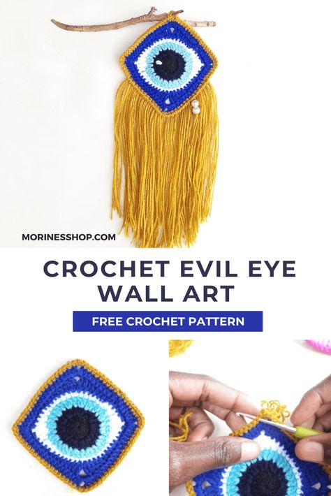 Evil Eye Crafts Diy, Crochet Eye Free Pattern, Turkish Crochet Patterns, Eye Crochet Pattern Free, Spiritual Crochet Ideas, Crochet Hamsa Free Pattern, Spiritual Crochet Patterns Free, Weird Crochet Patterns Free, Metaphysical Crochet