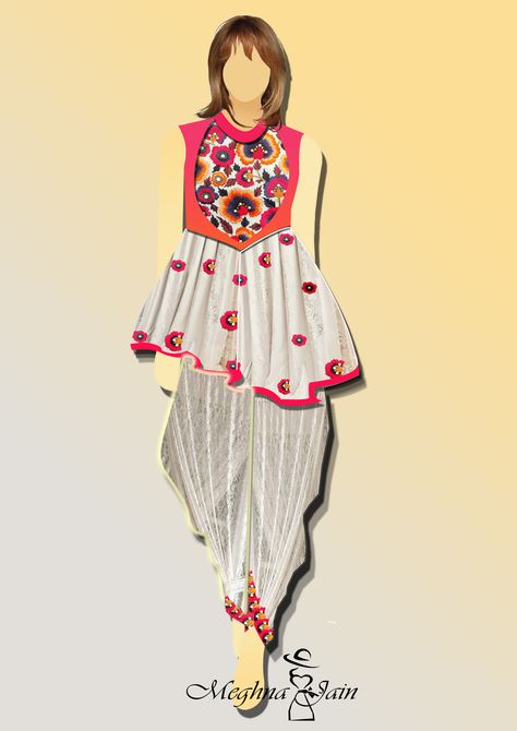 best ever indowestern style!!! Indowestern Outfits Illustration, Indowestern Illustration, Indo Western Dress Illustration, Fashion Design Books, Fashion Illustration Collage, Tandoori Masala, Dress Illustration, Fashion Illustrations Techniques, Dress Design Drawing