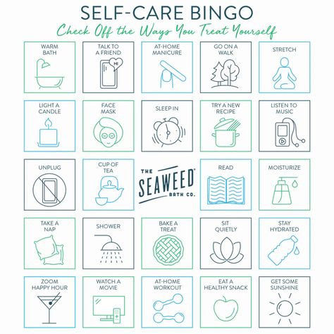 Self-Care Bingo Challenge – The Seaweed Bath Co. Self Care Bingo, Bingo Challenge, Importance Of Self Care, Seaweed Bath, Bingo Sheets, Bullet Journal Page, Taking Care Of Yourself, Self Care Bullet Journal, Dot Journals