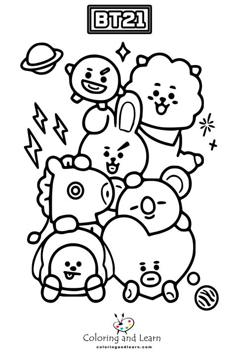 Bt21 Coloring Pages Printable, Cute Korean Drawings, Bt21 Printable, Korean Coloring Pages, Bt21 Coloring Pages, Kpop Coloring Pages, Bts Coloring Pages, Elsa Coloring, Elsa Coloring Pages