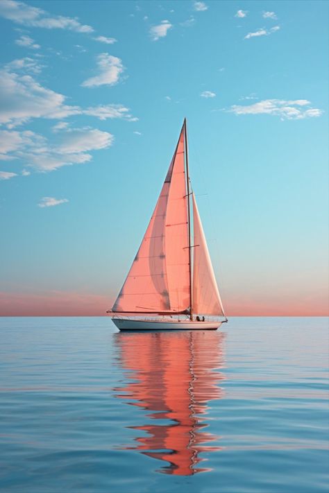 Sailboat On The Ocean, Sailboat Photography Ocean, Sail Boat Photo, Boat In The Sea Painting, Sail Boats Photography, Boat Pictures Aesthetic, Sea Boat Painting, Sailing Watercolor, Sailboat Images