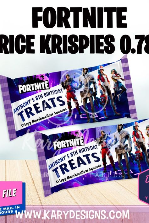 Fortnite rice krispies, little pony rice krispies treats, Fortnite rice krispie treat wrapper, Fortnite rice krispy labels, Fortnite party decor, Fortnite party printable, Fortnite party favors, Fortnite printables, Fortnite digital files Fortnite Printables, Fortnite Party Favors, Fortnite Party, Fortnite Birthday, Rice Krispies Treats, Krispies Treats, Rice Krispy, Rice Krispie, Birthday Treats