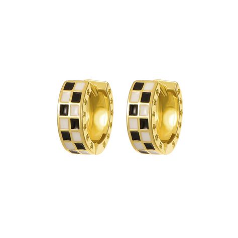 PRICES MAY VARY. Trendy Design: Embrace the cool aesthetic with these chic checkered hoop earrings, perfect for adding a touch of edgy style to any outfit. Versatile Accessory: Ideal for race day outfits or everyday wear, these earrings effortlessly elevate your look with their black and white checkered pattern. Quality Materials: Crafted from durable alloy and plated with 16K gold, these hoop earrings offer both style and durability, ensuring long-lasting shine and comfort. Gift for Cool: Wheth Race Day Outfits, Gold For Women, Cool Aesthetic, Small Hoop Earrings, Edgy Style, Checkered Pattern, Gold Stars, Edgy Fashion, Christmas List