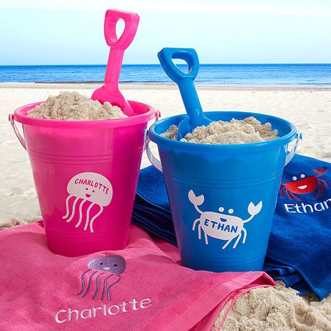 Beach Packing Checklist, Beach Pail, Plastic Beach, Personalization Mall, Easter Buckets, Sand Castles, Beach Bucket, Beach Packing, Packing Checklist