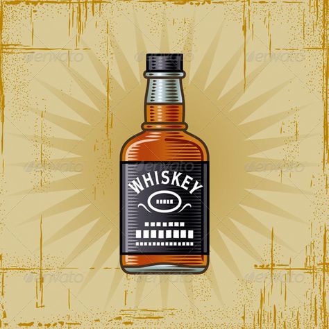 Retro Whiskey Bottle  #GraphicRiver         Retro whiskey bottle in woodcut style. Vector illustration.     Created: 5July12 GraphicsFilesIncluded: JPGImage #VectorEPS Layered: No MinimumAdobeCSVersion: CS Tags: alcohol #antique #background #bottle #cartoon #drawing #drink #engraving #glass #graphic #grocery #icon #illustration #label #merchandise #old #packaging #painting #product #retro #scratched #silhouette #supermarket #texture #vector #vintage #whiskey #whisky #woodcut #worn Cartoon Whiskey Bottle, Whisky Bottle Drawing, Whisky Drawing, Whiskey Bottle Drawing, Whiskey Drawing, Packaging Painting, Vintage Alcohol Labels, Thanksgiving Labels, Antique Background