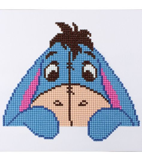 Disney World Cross Stitch, Perler Bead Disney Characters, Eeyore Perler Beads Pattern, Eeyore Perler Beads, Crochet Images, Eeyore Pictures, Stitch Beads, Pixel Quilting, Disney Eeyore