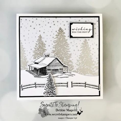 Peaceful Cabin Winter Card for the Alphabet Challenge Peaceful Cabin Stampinup Cards, W Is For Winter, Cabin Winter, Alphabet Challenge, Christmas Barn, Stamping Cards, Cabin Christmas, Stampin Up Christmas Cards, Stampin Up Christmas