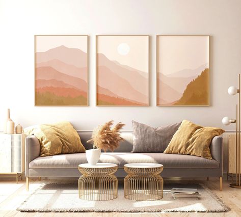 Above Bed Decor Boho, Gallery Wall Printables, Southwestern Wall Art, Boho Gallery Wall, Terracotta Wall Art, Quotes Printable, Minimal Painting, Zen Wall Art, Minimalist Landscape