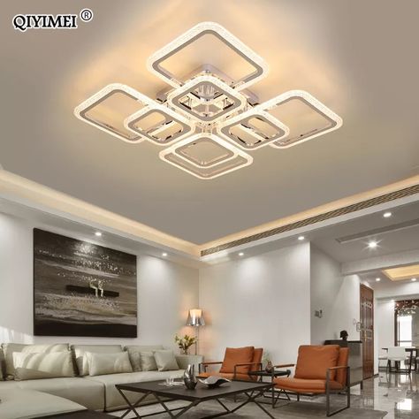 Modern LED Chandelier Remote Dimmable Indoor Lighting For Bedroom Restaurant Study Dining Living Room Light Fixtures Home Lustre Scandinavian Aesthetic, Contemporary Ceiling, Beacon Of Light, Chandelier Bedroom, Dining Living Room, Mode Design, Modern Square, Led Pendant Lights, Led Chandelier