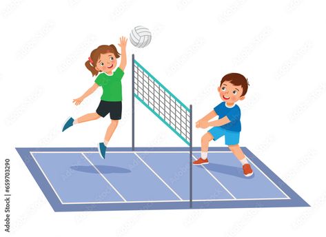 Download Happy little kids playing volleyball Stock Vector and explore similar vectors at Adobe Stock. Volleyball Cartoon, Playing Volleyball, Cartoon Clip, Play Volleyball, Free Icon, Video Template, Cartoon Clip Art, Photo Illustration, Adobe Stock