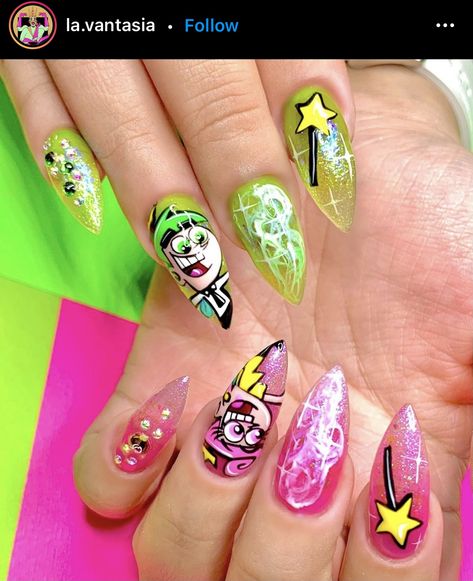 Nails Forest Green, Pikachu Nails, Cartoon Nail Designs, Character Nails, Horror Nails, Crazy Nail Designs, Crazy Nail Art, Master Board, Nails Fun