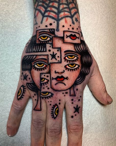 Woman Face Tattoo, Traditional Tattoo Man, Traditional Tattoo Woman, Abstract Woman Face, Traditional Hand Tattoo, Hand Tattoo Designs, Tattoo Catalog, Face Tattoos For Women, Traditional Tattoo Inspiration