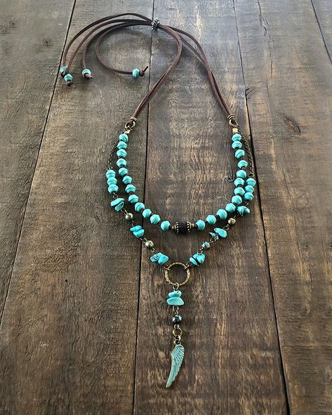 Jewelry - Accessory-Mu Graphic Design & Handcrafted Jewelry Boho Jewelry Diy, Cord Jewelry, Necklace Turquoise, Suede Cord, Handmade Wire Jewelry, Homemade Jewelry, Western Jewelry, Layered Necklace, Beaded Jewelry Diy