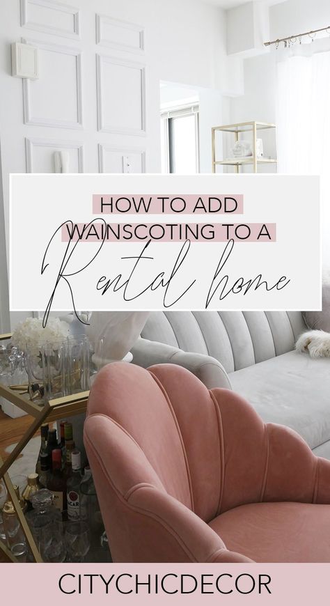 Decorating walls in a rental might feel frustrating, but it’s actually super easy! If you want to add wainscoting to your rental home or apartment, you’re in luck! Here’s a tutorial on how to add REMOVABLE wainscoting to a rental!  #rentalhomedecorating #rentaldecorating #redecoratingonabudget #smalllivingroomideas #smallapartmentdecorating #redecroatinglivingroom #redecoratingbedroom #livingroomideas #walldecor Removable Wainscoting, Rental Home Decor, Apartment Hacks, Apartment Wall Decor, Home Rental, Rental Decorating, Small Apartment Decorating, Redecorate Bedroom, Studio Apartment Decorating