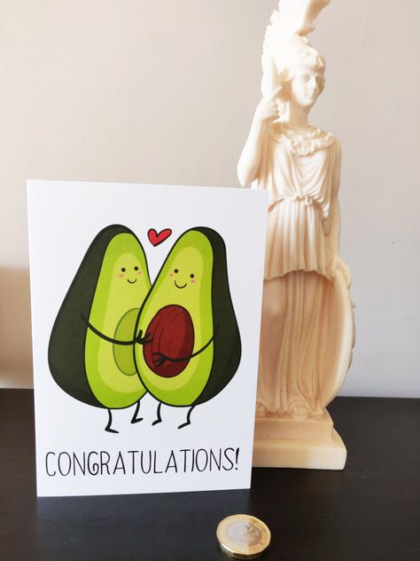 An adorable Pregnant Avocado Card Avocado Card, Congratulations Greeting Card, Baby Messages, Congratulations Greetings, Mommy To Bee, Baby Shawer, Watercolor Card, Dad Cards, Funny Greeting Cards