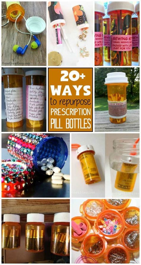 Pill Bottle Painting Ideas, Repurpose Medicine Bottles, Empty Pill Bottle Crafts, Empty Medicine Bottles, Reuse Pill Bottles, Medicine Bottle Crafts, Pill Bottle Crafts, Emergency Hacks, Prescription Bottle