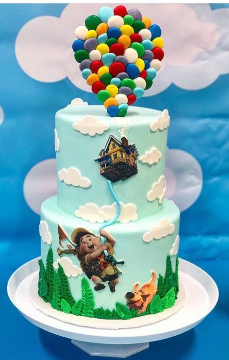 Up Birthday Party Theme Disney, Movie Cakes, Disney Birthday Cakes, Baby Birthday Decorations, Baby Boy 1st Birthday Party, Disney Baby Shower, Wild One Birthday Party, 1st Birthday Themes, First Birthday Party Themes