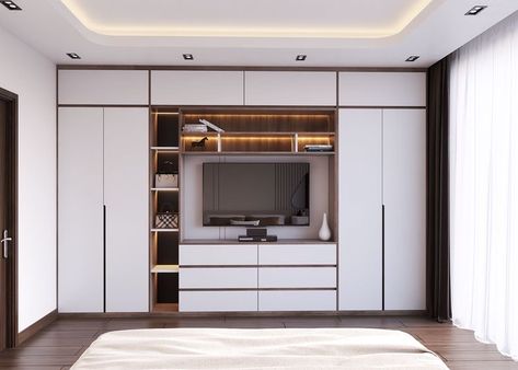 Wardrobe With Television, Bedroom Cabinet With Tv Ideas, Wordroab With Tv Unit, Tv Cabinet With Wardrobe Master Bedrooms, Almari Design Bedroom With Tv, Wardrobes With Tv Unit, Tv Almirah Designs, Tv Unit And Wardrobe Design, Tv Wall Wardrobe Design