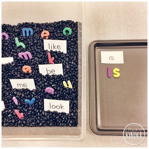 Five for Friday: January 20 - A Pinch of Kinder Phonics Sensory Bin, Kindergarten Sensory Bins Learning, Sight Word Sensory Bin, Black Bean Sensory Bin, Math Sensory Bin Kindergarten, Sensory Centers Kindergarten, Language Provocations, Sensory Kindergarten, Math Sensory Bin