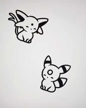 Matching Pokemon Tattoos Best Friends, Pokemon Couples Tattoo, Cute Eevee Tattoo, Umbreon And Espeon Matching Tattoos, Small Nerdy Tattoos Simple, Pokemon Tattoo Umbreon, Pokemon Tattoo Evie, Matching Tattoos Pokemon, Tiny Pokemon Tattoo