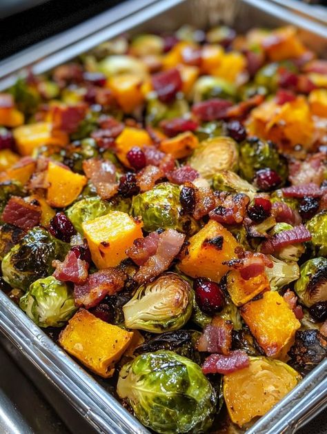 Mini Butternut Squash, Roasted Brussel Sprouts And Butternut Squash, Butternut Squash With Bacon, Squash Eggplant Recipe, Brussels Sprouts And Butternut Squash, Muffin Meals, Butternut Squash Bacon, Oven Roasted Butternut Squash, Balsamic Brussel Sprouts