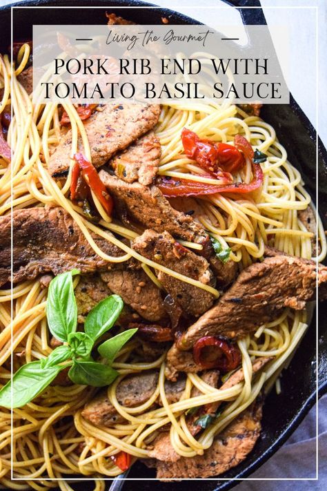 This Pork Rib End with Tomato Basil Sauce is perfect for hearty family dinners, and simple enough for weeknight meals. Rib Meals, Yummy Pork Recipes, Shredded Pork Recipes, Flexitarian Recipes, Fancy Dinner Recipes, Tomato Basil Sauce, Basil Sauce, Dinner With Ground Beef, Quick Weeknight Meals