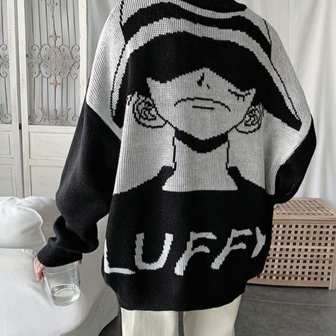 Vintage Retro Aesthetic Outfits, One Piece Sweater, Fun Sweaters, Sweater Streetwear, Personalized Sweater, Harajuku Outfits, Gothic Anime, Japan Anime, Sweater Men