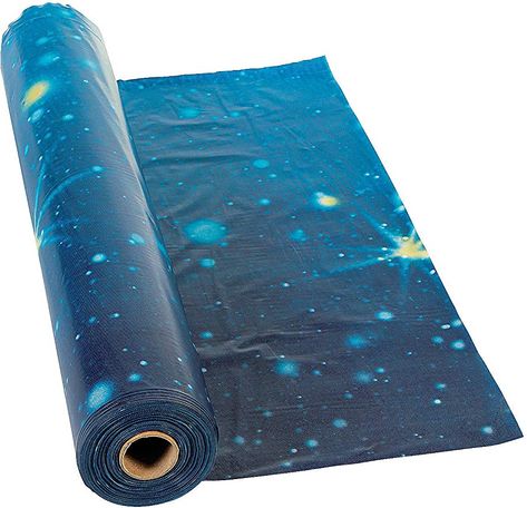 Amazon.com: Fun Express Starry Space Dust Tablecloth Roll - 100 feet Long - Backdrops Table Roll for Galaxy and Outer Space Party Supplies - Disposable Plastic : Home & Kitchen Galactic Starveyors Vbs 2017, Galaxy Party, Outer Space Party, Vbs Themes, Galaxy Theme, Space Galaxy, Space Party, Space Birthday, Plastic Tablecloth