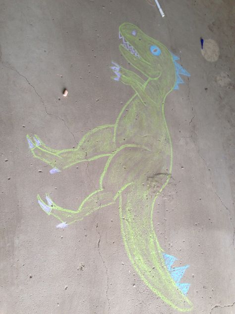 Vanishing Dino's - draw dinosaurs with chalk & let the kids make them disappear by throwing water balloons at them. SO much fun! Dino Chalk Art, Chalk Dinosaur Drawing, Dinosaur Chalk Art, Chalk Photography, Jurassic Park Birthday Party, Fun Chalk Art, Jurassic Park Birthday, Chalk Ideas, Eyfs Classroom