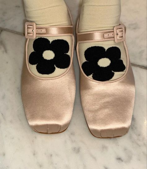 sandy liang ballet flats Ballet Flowers, Ballet Core, Autumn Fits, Sandy Liang, Pink Pin, Ballet Pumps, Dream Shoes, Sneaker Heels, Style Profile