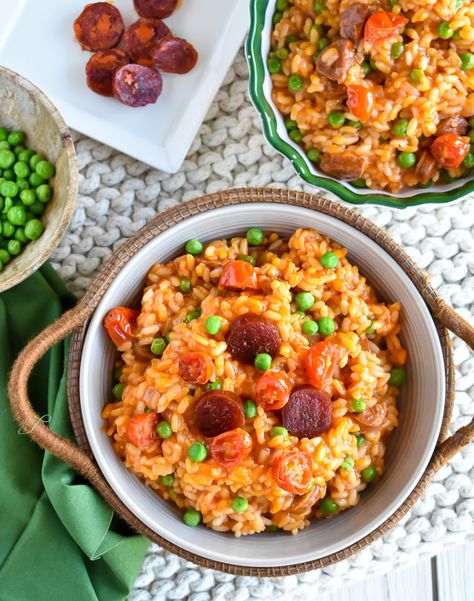 Chorizo & Tomato Risotto Risotto Recipes Chorizo, Chorizo Risotto Recipes, Risotto Chorizo, Chicken And Chorizo Risotto, Chorizo Risotto, Aga Recipes, Spanish Chorizo, Tomato Risotto, Chorizo Recipes