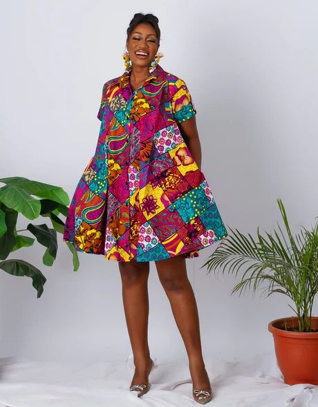 Plus Size African Clothing in UK | African American plus size clothing – CUMO LONDON Short Ankara Dresses, African Print Dress Ankara, Short African Dresses, Printed Short Dresses, African Wedding Dress, Short Gowns, African Print Dress, African Print Dresses, Collar Neck