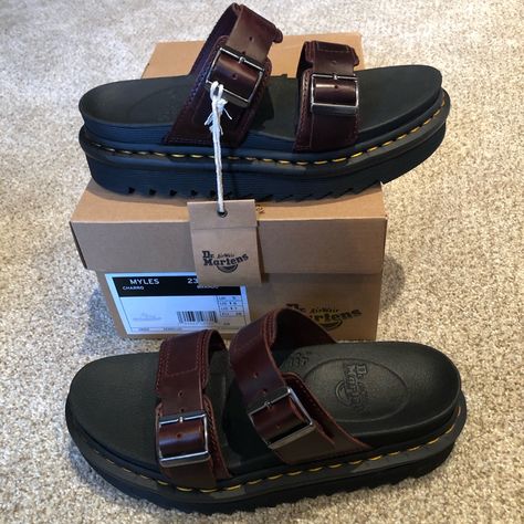 Doc Marten Slides, Doc Martens Myles, Docs Sandals, Brown Doc Martens, Doc Marten Sandals, Doc Martens Sandals, Shoes Doc Martens, Clown Shoes, Doc Marten