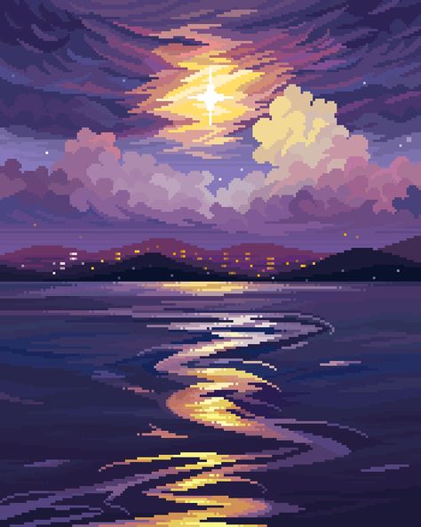 Jubilee ❣️ on Twitter: "moonrise and moonset #pixelart… " Pixel Art Landscape, Piskel Art, 8 Bit Art, Pixel Art Background, Arte 8 Bits, 8bit Art, Cool Pixel Art, Pix Art, Illustration Photo