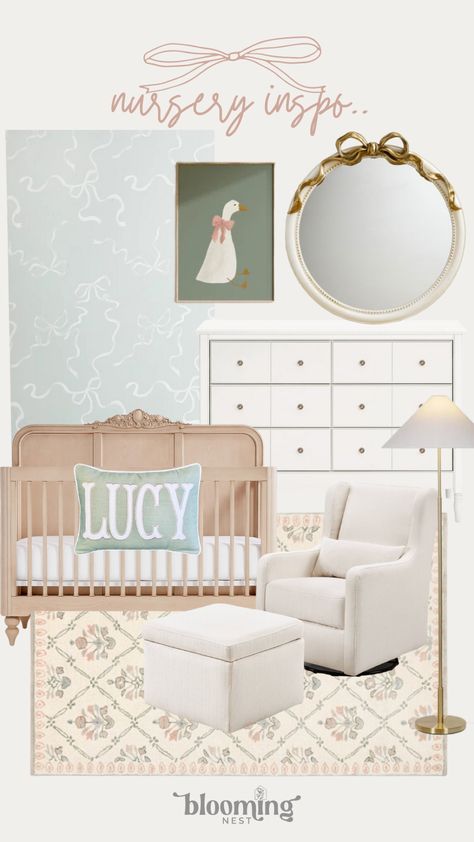 LoveShackFancy Bow Mirror curated on LTK Shea Mcgee Nursery, Bow Knobs On Dresser, Love Shack Fancy Nursery, Grand Millennial Nursery, Bow Nursery Theme Girl, Loveshackfancy Bow, French Country Nursery, Bow Nursery, Bow Mirror