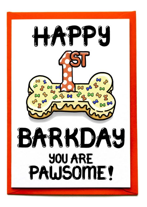 Happy Birthday For Dogs, Dogs 1st Birthday, Puppy 1st Birthday, Dog Birthday Quotes, Happy Birthday 1 Year, Happy Barkday, First Puppy, Dog First Birthday, First Birthday Card