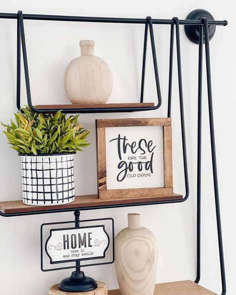 Home Decor • Modern Farmhouse on Instagram: “A decor staple... greenery + a cute sign! 🌿▫️These are the good old days sign || $15.99 ▫️ Smilax half sphere || $13.99 . . . . #shelfdecor…” Farmhouse Powder Room, Home Decor Modern Farmhouse, Half Bath Remodel, Bathroom Cabinets Designs, Guest Bathroom Decor, Finished Bathrooms, Faux Shiplap, Bathroom Design Decor, Good Old Days