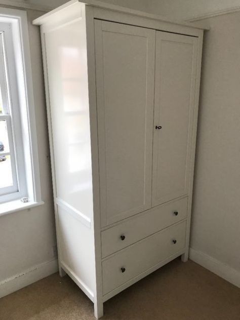 Hemnes Wardrobe, Feminine Bathroom, Wardrobe Shelving, Pine Wardrobe, Ikea Wardrobe, Double Wardrobe, Ikea Furniture Hacks, Ikea Hemnes, Stuff For Sale