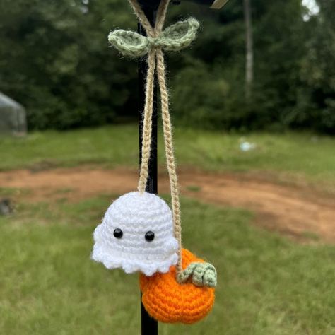 Crochet Halloween Ghost Pumpkin Hanging plant for... - Depop Crochet Halloween, Hanging Plant, Ghost Pumpkin, Halloween Crochet, Halloween Ghost, Car Mirror, Hanging Plants, Halloween Ghosts, Dia De Muertos