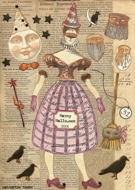 Paper Doll Artwork Inspirations | Character Constructions Paper Doll Art, Character Construction, Art Stamps, Paper Puppets, French Laundry, Special Halloween, Halloween Doll, Vintage Paper Dolls, Theme Halloween