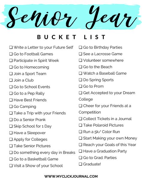 Here is the ultimate senior year bucket list printable for 2019/2020! Things to do in senior year and tips what to get done before graduation. Here is the senior year of High School bucket list. By clicking, you can get access to my freebie library where this bucket list is in! enjoy! #senioryear #highschoolbucketlist #bucketlist #printable Homeschooling Senior Year, Things To Do As A Senior In High School, Senior List To Do, Things To Do Before You Graduate High, Seniors Quotes High School, Graduation Episodes List, Things To Do Before Graduate High School, Senior Stuff To Do, Senior To Do List