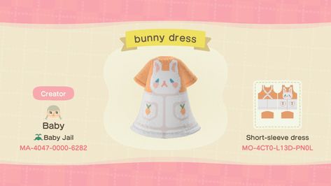 Acnh Bunny Code, Acnh Bunny Designs, Acnh Cute Clothes Codes, Acnh Bunny Day, Acnh Spring, Acnh Outfits, Baby Jail, Motif Acnl, Acnh Clothes