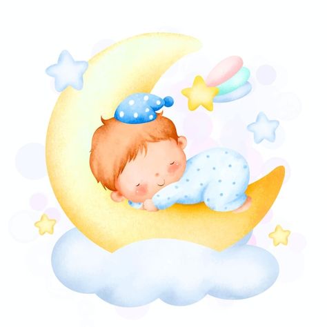 Sitting On Cloud, Baby Boy Stickers, Baby Girl Stickers, Bear And Balloons, Boy Sleeping, Baby Boy Art, Baby Boy Decorations, Baby Boy Themes, Baby Moon