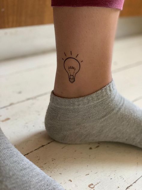 One Line Light Bulb Tattoo, Light Bulb Tattoo, Bulb Tattoo, Tattoo Light, Lightbulb Tattoo, Lamp Tattoo, One Line Tattoo, Light Tattoo, Witch Tattoo