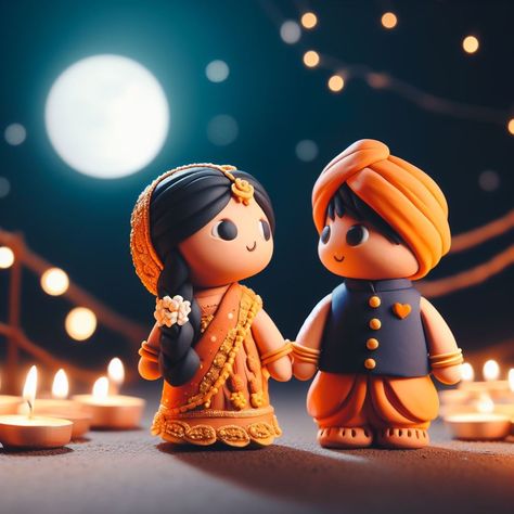 Sikh couple celebrating Diwalo, Fairy Lights , Diyas , clay cartoon Diwali Couple, Diwali Pics, Diwali Aesthetic, Aesthetic Indian, Diwali Pictures, Couple Celebrating, Happy Diwali, Diwali, Celebrities