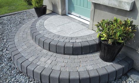 Gallery Image Doorstep Ideas, Outside Rooms, Block Paving Driveway, Front Doors Uk, Microwave Meals, Bungalow Extensions, Front Door Steps, Step Stones, Patio Steps