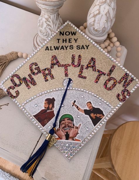 Formula 1 Graduation Cap, Post Malone Graduation Caps, Morgan Wallen Graduation Cap, Rapper Graduation Cap, Brown Graduation Cap, Mac Miller Graduation Cap, College Graduation Cap Ideas, Senior Things, College Grad Cap Ideas