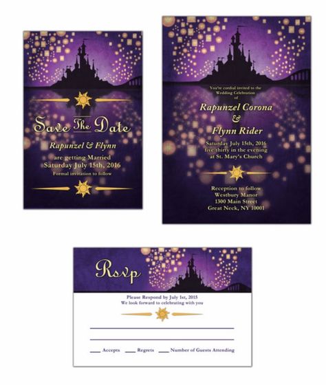 Tangled Save the Dates and Invites Tangled Inspired Wedding, Rapunzel Wedding, Tangled Wedding, Save The Date Rsvp, Disney Princess Wedding, Rapunzel Party, Disney Inspired Wedding, Tangled Party, Disney Wedding Theme